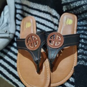 Black and Brown Sandals with Logo